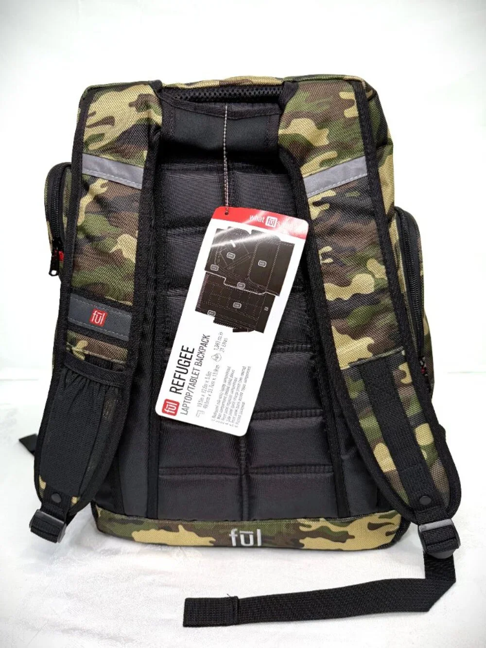FŪL Refugee backpack woodland camouflage pattern 19.5 x 12.5 x 5.5  NWT